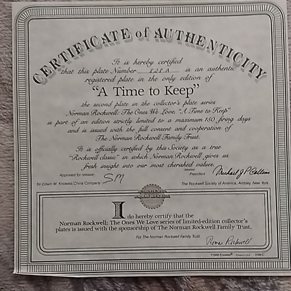 Norman Rockwell Limited Edition plate by Knowles Fine China with certificate - Picture 4 of 7